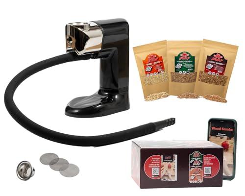 BWAY Affumicatore da Cucina Professionale - Affumicatore a Freddo con Omaggio 3 Aromi di Trucioli per Affumicatura - Smoking Gun per Whisky con Incluso eBook 20 Ricette