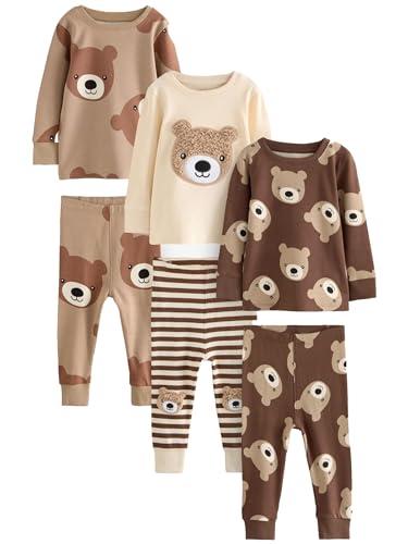 Next Ragazzo Confezione da 3 Pigiami Comodi Brown/Cream 9 Mesi