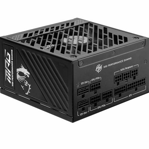 MSI MPG A1000GS PCIE5 - Alimentatore 1000 W, 80 Plus Gold, ATX 3.1, supporto GPU PCIe 5.1, doppio nativo 12V-2x6, cavo con connettori bicolore 12V-2x6, alimentatore ATX, cavo modulare