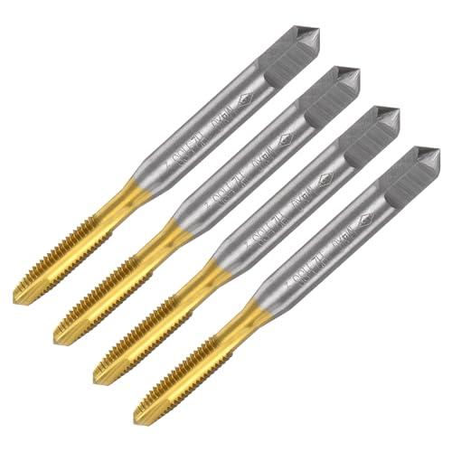 QUARKZMAN 4pz Maschi Filettatura Spirale, M4 x 0.7 Maschio Viti Metriche, Acciaio Alta Velocità 6542 Rivestito Titanio, Utensile Riparazione Filettature Maschi Macchine