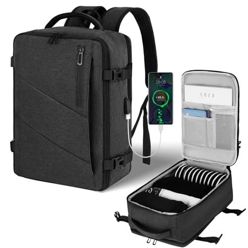 VOESLD Zaino per Ryanair 40x20x25, Zaino da Viaggio Aereo Bagaglio a Mano Porta PC Donna Uomo Grigio Scuro per Tutte le Principali Compagnie Aeree, 20L