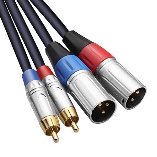 Tisino Doppio cavo da RCA a XLR, 2 RCA a 2 XLR Maschio HiFi Connessione audio stereo Cavo del microfono Cavo del percorso del cavo- 1M