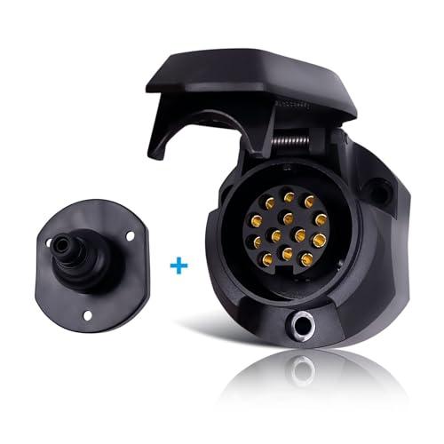 CXTM Presa Rimorchio 13 Poli, Presa 13 Poli Rimorchio, Contatto a Vite Secondo ISO 11446, per Rimorchio da 12 V, Guarnizione Posteriore, Presa a 13 Poli, Presa a 13 Poli per Rimorchio
