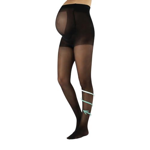 CALZITALY Collant Premaman Riposanti a Compressione Media per Gravidanza, Nero, Naturale, Powder, 20 Den, Made in Italy (XL, Nero)