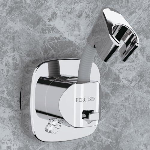 FERCOSEN Supporto Doccia Orientabile 360° Con Ventosa | Portata 10 kg, Montaggio In Secondi | Supporto Antiscivolo Resistente Alla Ruggine (Argento)