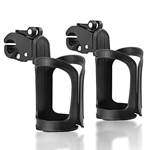 Gvolatee 2 Pcs Portabicchieri per Passeggino Universale, Regolabile Rotante a 360 Portabibite, Porta Borraccia Bici, Porta Biberon Sedia a Rotelle, per Bicicletta, Trolley, Mountain Bike (Nero)