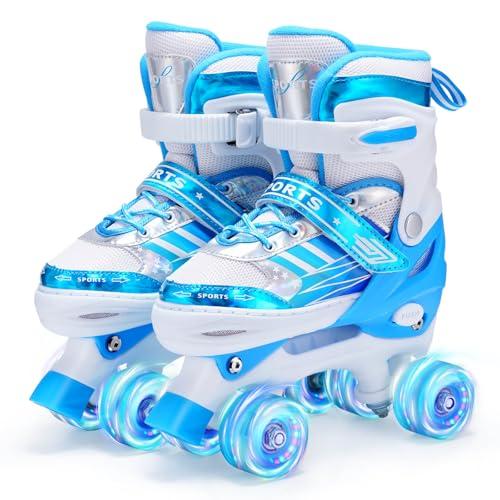 Pattini a Rotelle Bambina, Pattini a 4 Ruote Regolabili per Bambini Ragazzi Ragazze Principianti