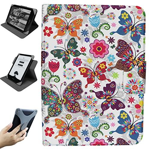 ZhaoCo Custodia Universale Staccabile per 6'' New Kindle 2024/2022, Kobo Nia/Clara 2E / Clara HD, Sottile Leggero Protettiva Cover Angoli di Visione Multipli - Farfalla
