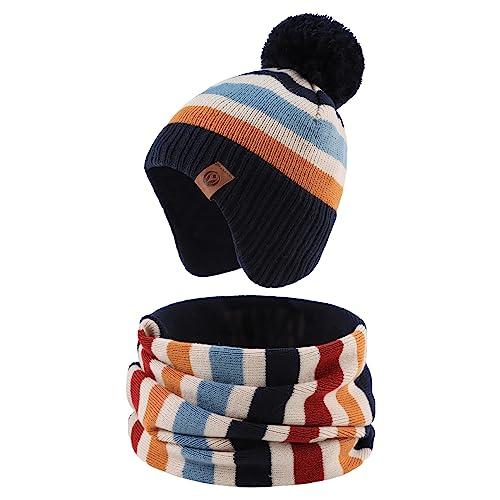 XIAOHAWANG Cappello Dinosauro Sciarpa Cappello Invernale per Bambino Ragazzo Ragazza Cappello Autunnale Riscaldante da 0 a 7 Anni (Cappello+Sciarpa, 9-24 Mesi)