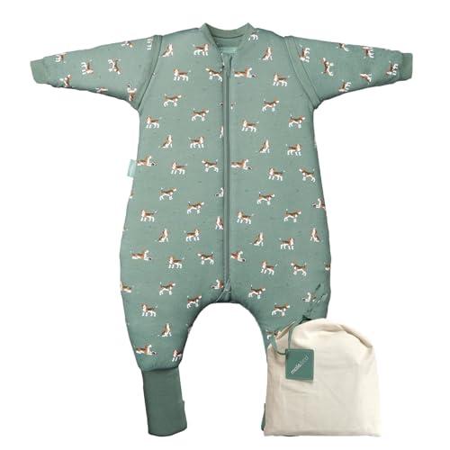 molis&co - Sacco Nanna con piedini, maniche staccabili e calzini - Sacco nanna invernale per Bambini - Sacchi Nanna 2.5 tog con piedini - 100% Cotone (Oeko-TEX 100) - Beagle (3 anni)