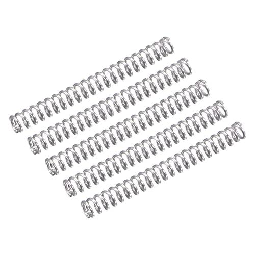 QUARKZMAN 5 Pezzi Compressione Molla, 304 Acciaio Inossidabile Molle a Pressione, 2mm OD, 0,3mm Filo Dimensione, 15mm Libero Lunghezza, Argento Tono