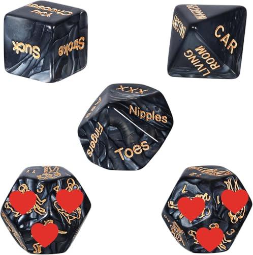 QiKKago 5 Divertenti Dadi Neri Multifunzionali per Il martedì Grasso, I Regali E Le Vacanze!-Q