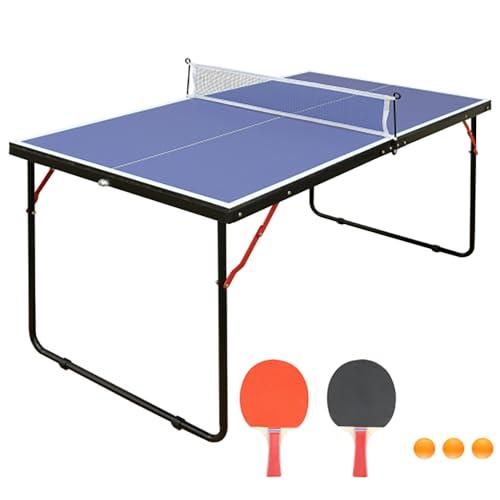 GYMFLEX Tavolo da ping pong pieghevole e portatile, 137 x 76 cm, set da tavolo per giochi interni ed esterni, con rete, 2 racchette da ping pong e 3 palline