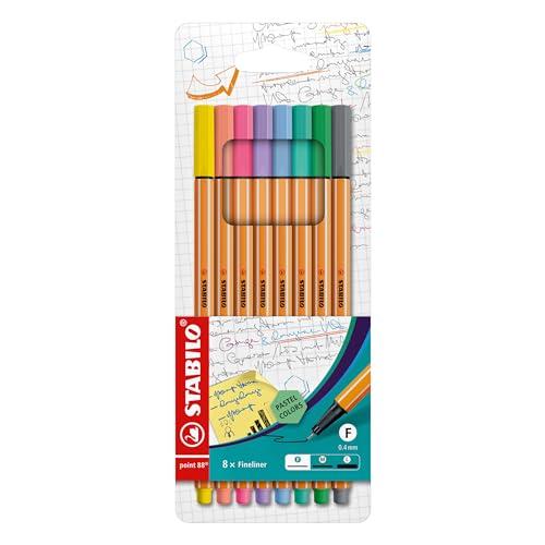 Fineliner - STABILO point 88 - Astuccio da 8 - Pastel - Colori assortiti