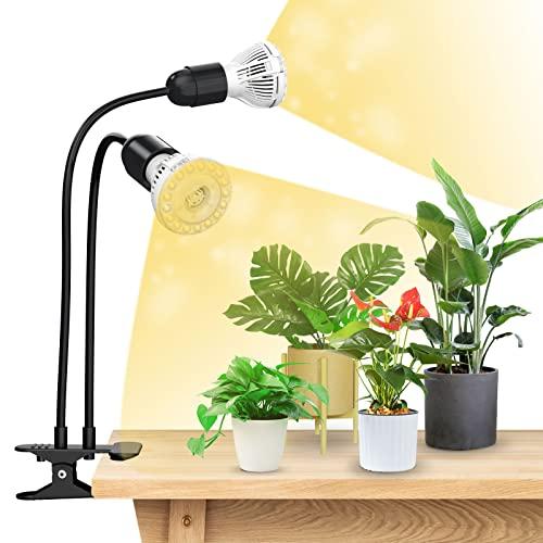 SANSI Doppia Testa Coltiva La Luce 20W Spettro Completo Intensivo 360° Clip a Collo di Cigno Per Pianta Da Interno Coltiva La Serra Da Giardino Con 2 Lampadine E27 Per La Crescita Delle Piante