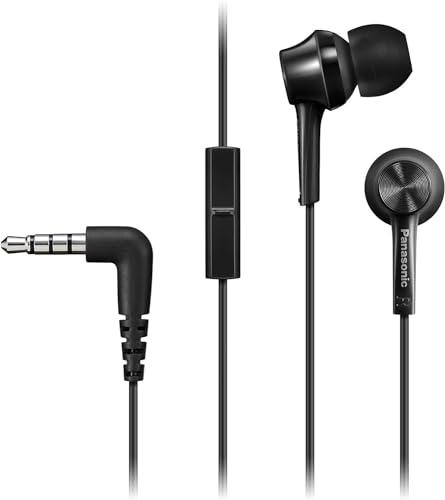 Panasonic RP-TCM115 Auricolari In-Ear Ergonomici, Driver da 9 mm, Bassi Potenti, Microfono in Linea, Compatibili con Smartphone, Cavo da 1,2 m, Nero