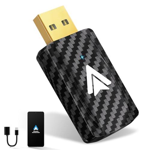 MSXTTLY Adattatore Android Auto Wireless U2A-L9 Converti Android Auto cablato in Wireless, Android Auto Stick per autos con Wired AA Android 11-14, Mini & Stabile USB C/A, Placcato oro Nero