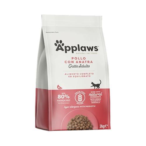 Applaws Cibo secco e senza cereali, Per gatti adulti, Pollo con anatra extra, Sacchetto richiudibile, 2 kg