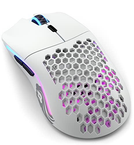 Glorious Gaming Model O Wireless Mouse da gaming senza fili - Superleggero, 69 g, design a nido d'ape, RGB, ambidestro, wireless 2,4 GHz senza lag, fino a 71 ore di batteria - Bianco opaco