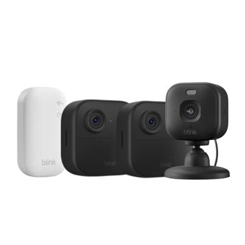 Videocamera Blink Outdoor 4 + Videocamera Mini 2K+ Blink (Nero), Modulo di sincronizzazione di base incluso
