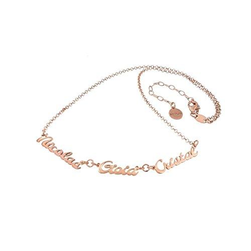 Collana con 3 nomi in argento 925 anallergico Made in Italy.