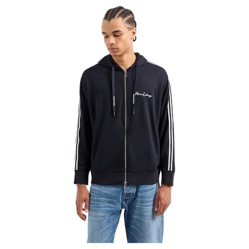 Armani Exchange Essential, Logo Signature, Full Zip Felpa con Cappuccio, Navy Scuro, S Uomo