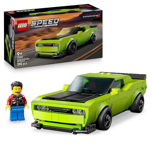 LEGO Speed Champions Sports Car Dodge Challenger SRT Hellcat - Modellino di Auto da Corsa - Macchina Giocattolo con Minifigure del Pilota - Regalo da Collezione per Bambini da 9 Anni - 77237
