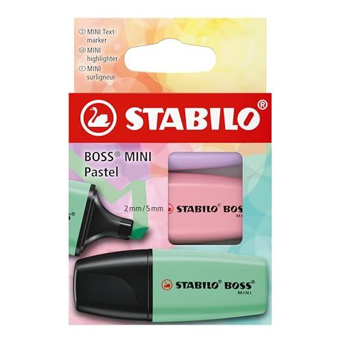 STABILO BOSS MINI Pastel - Evidenziatore - Astuccio da 3 - Glicine, Rosa Antico, Verde Menta