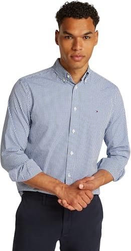 Tommy Hilfiger Uomo Camicia Flex Poplin Gingham Regular Fit, Multicolore (Wedge Blue/Optic White), S