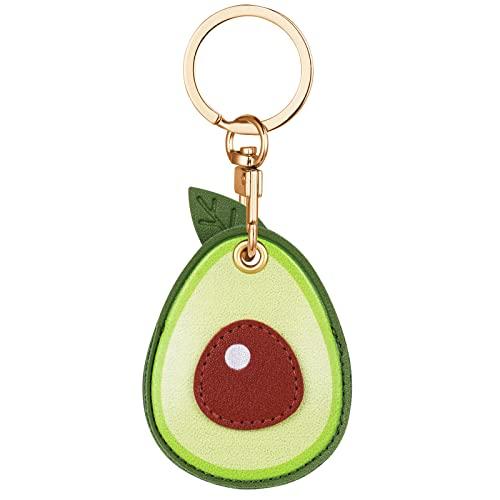 AXFEE Airtags Portachiavi in PU Pelle, Porta Air Tag per GSP Apple, Airtag Cover per Chiavi Zaini e Animale, Portatile, Anti-graffio, Mantiene un Segnale Forte, Pesche, Nocciole, Ananas, Avocado