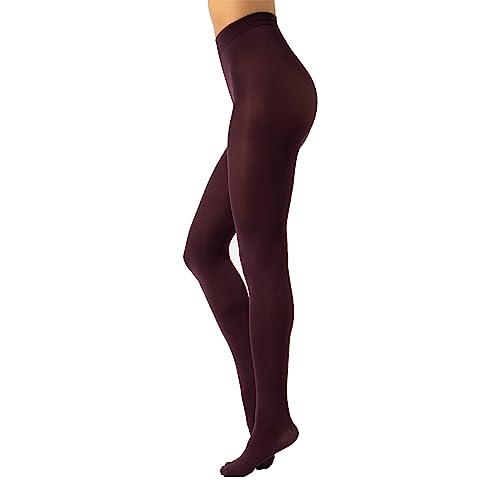CALZITALY Collant Morbidi Opachi in Microfibra, Collant Colorati Donna S M L XL XXL 3XL 4XL 80 den Made in Italy, Vino rosso, M