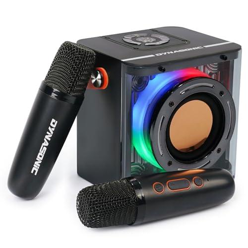 DYNASONIC B52. Karaoke con due microfoni. Altoparlante Bluetooth Karaoke per bambini. Giocattolo elettronico per bambini (Nero)