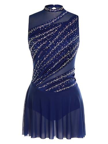Oyolan Donna Vestito Pattinaggio Artistico Body Ginnastica Danza Strass Senza Maniche Tenuta Danza Contemporanea S-XXL, S