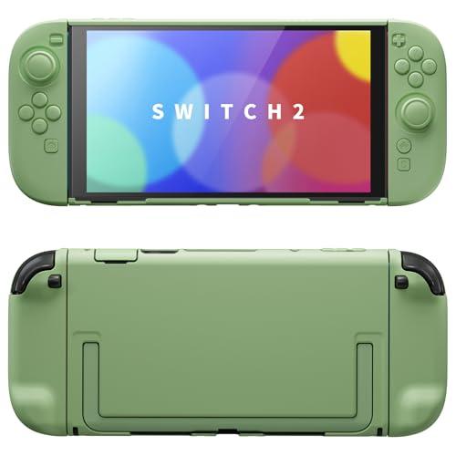 PlayVital per Switch 2 Cover Rigida Dockable, Custodia Protettiva Adesivi per Nintendo Switch 2 Console, Copri Tasti & Gommini per Joycon 2, Accessori Antigraffi Antiurti, Matcha Verde