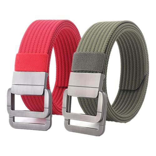 EFARMA Cintura Elastica in Tessuto Elasticizzato, Cinture da Uomo - Cintura Tattica, Cintura in Nylon, Lunghezza 47 Pollici x 2 Confezioni (Color : Green And Red, Size : 120)