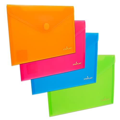 Cartelle portadocumenti formato A5 in plastica Starplast – Confezione da 12 cartelline in plastica, formato A5, chiusura con velcro, classificare e portare a scuola, ufficio o università.
