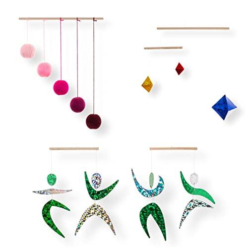 Set of 3 Montessori inspired mobiles - Pink Gobbi, Dancers, Octahedron. Montessori mobile. Baby mobile. Hanging mobile. Crib toy.