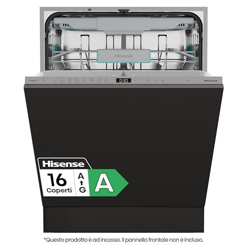 Hisense HV16A - Lavastoviglie, 16 coperti, 3 cesto, 8 programmi, motore inverter, partenza ritardata, total dry, Intensive Clean Zone, touch, incasso