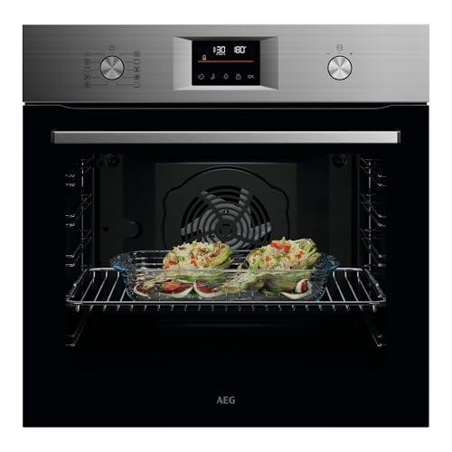 AEG Forno da Incasso Multifunzione, TU5AB42SM, Serie 5000, SurroundCook, Capacitá 72L, Autopulizia AquaClean, Riscaldamento rapido, Classe A+, Display, LED