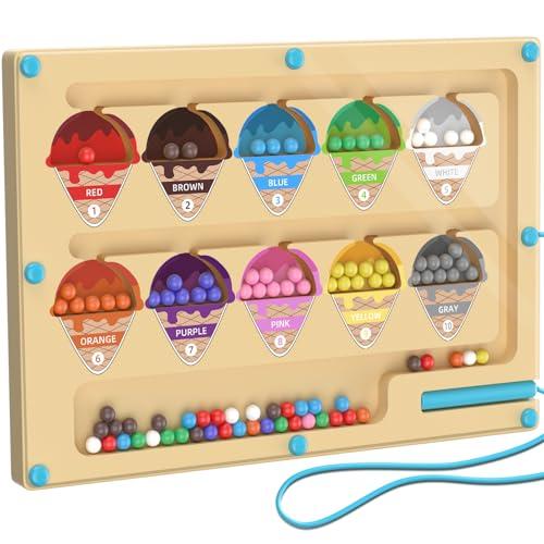 Giochi Montessori 3 4 5 6 Anni, Labirinto Magnetico Bambini di Numeri Colore, Imparare i Colori Gioco di Conteggio Ordinamento, Palline Magnetiche Colorate, Motricità Fine, Regalo per Ragazze Ragazzi