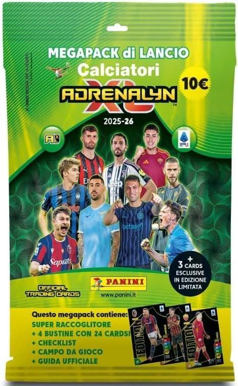 RACCOGLITORE ALBUM STARTER PACK CON 4 BUSTINE DI CARD ADRENALYN XL 2025/2026 CALCIATORI PANINI + 3 LIMITER EDITION