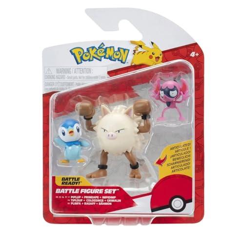 Pokémon PKW4088 - Set di figure da battaglia, Bähmon, Plinfa, Rasaff, personaggi ufficiali
