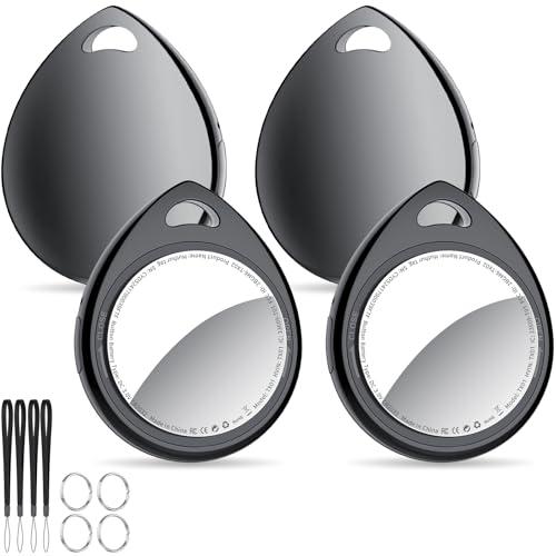 QCOQ® Air Tags 4 Pezzi Nero 2025, Smart Tracker Bluetooth Compatibile con Apple Dov’è App (solo iOS), Localizzatore Chiavi fino a 100dB con Batteria Sostituibile per Chiavi/Bagagli/Valigie/Portafogli
