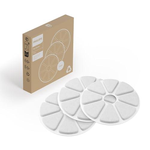 Filtri per Fontanella d'Acqua Philips Pet Series - Filtro Multistrato. Per Acqua Potabile Pulita & Fresca. Confezione da 3 Filtri di Ricambio. Bianco (PAW0010/01)
