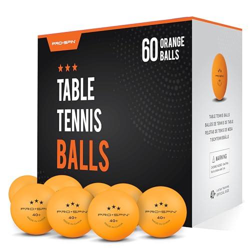 PRO SPIN Palline Ping Pong – Arancioni 3-Stelle 40+ Palle da Ping Pong di Alta Qualità (Confezione da 60) – Palline da Ping Pong per Giochi e Competizioni, da Esterno o Interno