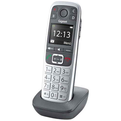 Gigaset E560HX - Ricevitore DECT con base di ricarica - telefono cordless per router e base DECT - Compatibile con Fritzbox - chiamata di emergenza con 4 numeri - pulsante extra veloce e pulsanti grandi, argento