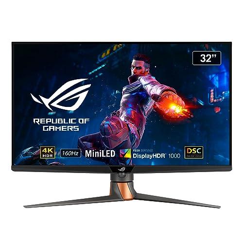 ASUS ROG Swift PG32UQXR Monitor Gaming 32” pollici 4K UHD (3840 x 2160), 160Hz, 1 ms, Fast IPS, DisplayHDR 1000, 96% DCI-P3, mini LED, Quantum Dot, FreeSync Premium Pro, HDMI, DisplayPort 2.1, Nero