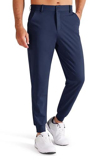 Libin Pantaloni da Golf da Uomo Elasticizzati Slim Fit Jogging Pants Sportivi Abito Pantaloni Lunghi Jogger Tessuto Pants con Tasche, Blu Navy XL