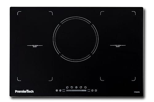 PremierTech PT805IFB Piano Cottura a Induzione 5 Zone Vetro Nero 80cm da Incasso Touch Control Timer Blocco Sicurezza Funzione Boost Flex Zone Regolazione 9 Livelli Compatibile Pentole ad Induzione
