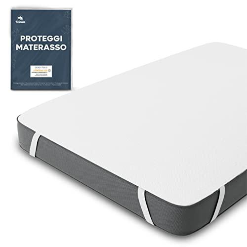 Twinzen - Coprimaterasso 160x200 cm Impermeabile Certificato Oeko TEX - Coprimaterasso Matrimoniale 160 x 200 in Cotone Traspirante con 4 Angoli Elasticizzati